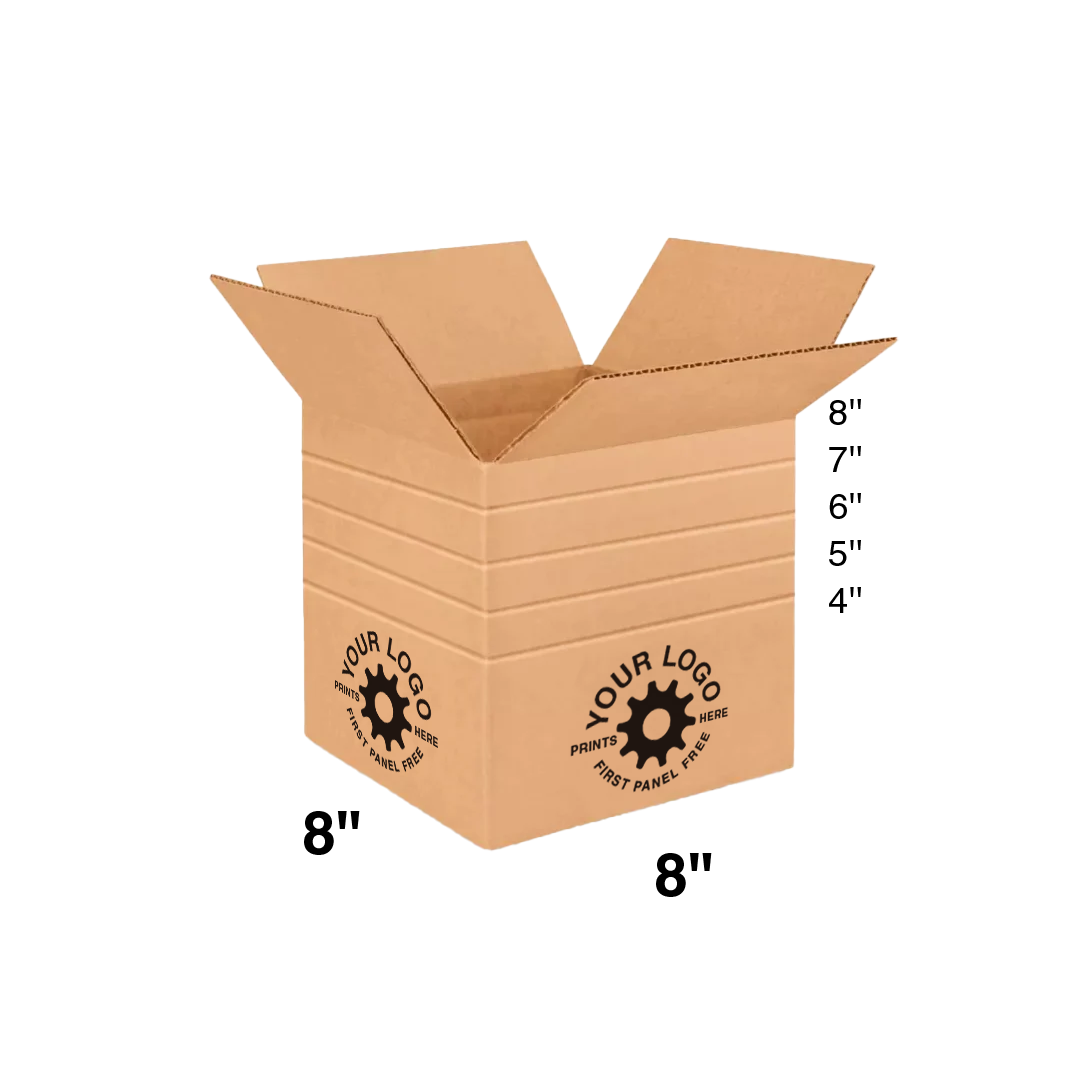 Custom Shipping Box 8x8x8 Multi-Depth (100 Pack) - Special Order Size