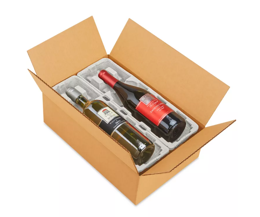 Custom Shipping Box Of Pulp Wine Shippers - 2 Bottle Pack (90 Pack of Boxes)