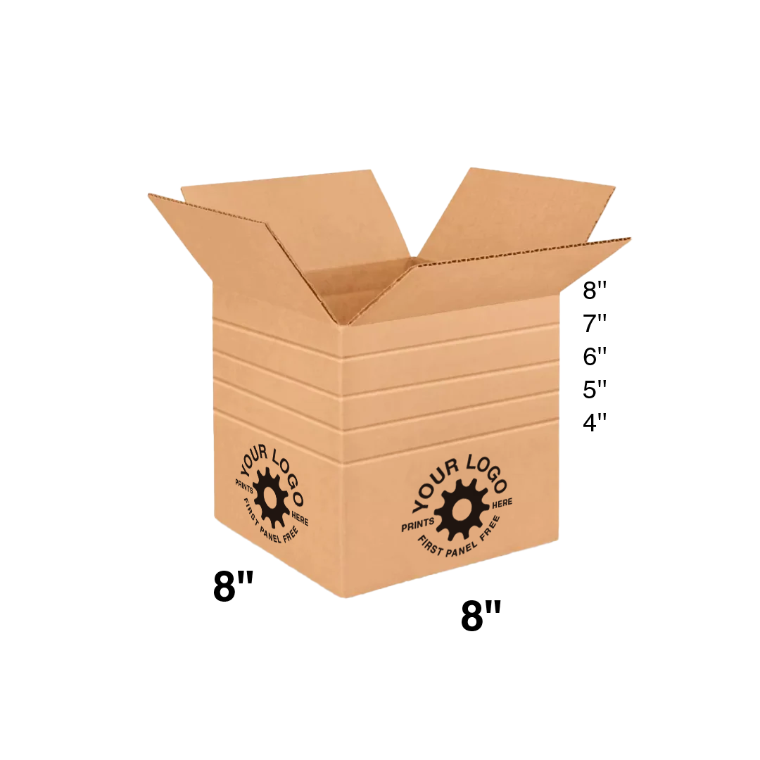 8 Box Custom Shipping Box 8x8x8 Multi-Depth (100 Pack) - Special Order Size ...